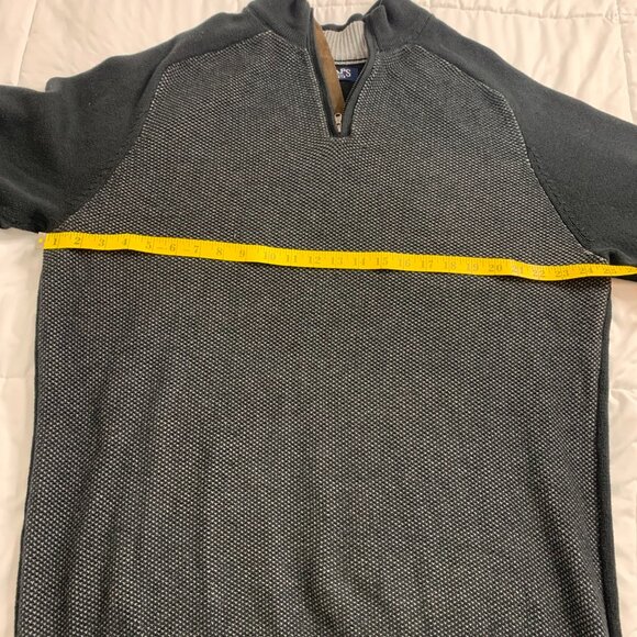 Chaps Men’s XL Quarter-Zip Sweatshirt – Black Speckled, 100% Cotton, Elbow Patch - Picture 10 of 13
